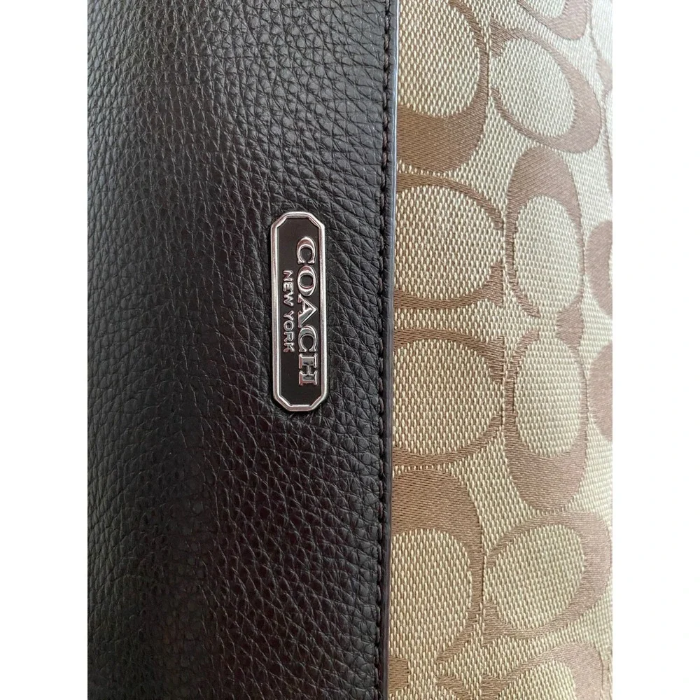Rare Coach‎ Signature C Park Signature KT Zip Satchel Khaki/Brown 3 Zipper Pu se